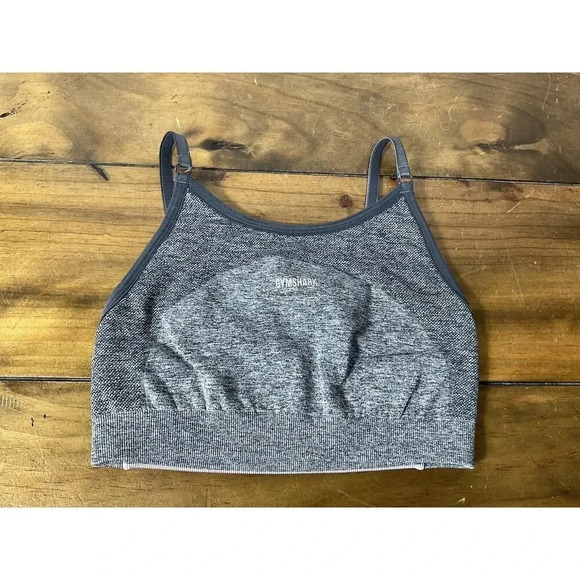 Gymshark Grey Flex Strappy Sports Bra Crop Top Size XS Workout - Picture 1 of 6
